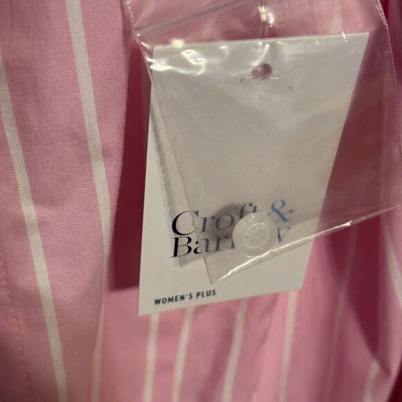 NWT CROFT & BARROW Pink/White Blouse with Buttons (Cotton/Spandex) - 3x - Picture 14 of 15
